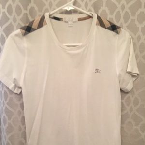 Boys Burberry Check Shoulder Patch Tee - 14Y